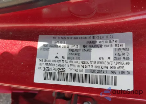 2018 Mazda 3 Touring from USA, damaged, VIN 3MZBN1L36JM253521